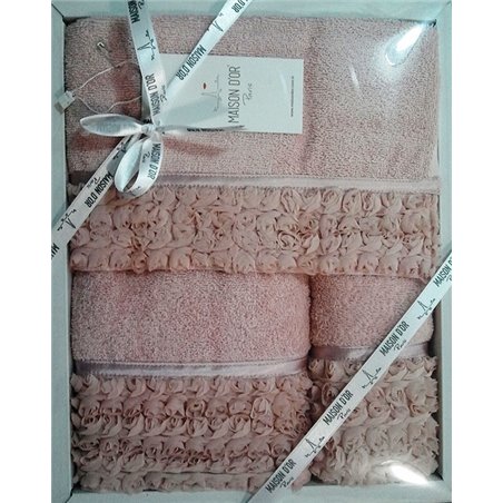 Махровый набор полотенец с розочками РОСА-ROSA гр.розовый