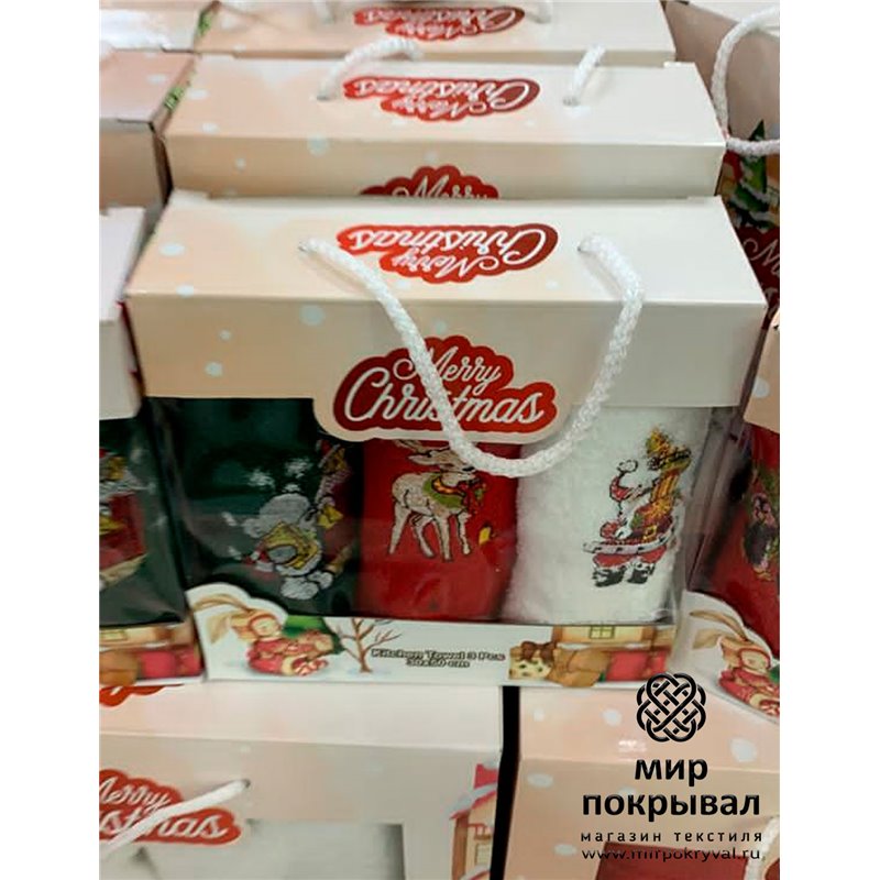 Комплект подарочных новогодних полотенец 100 % хлопок