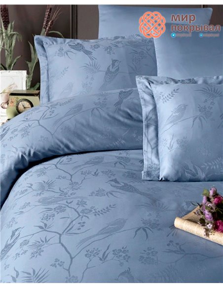 Постельное First Choice Jacquard Satin Stesha Dusty Blue (JS-219) евро