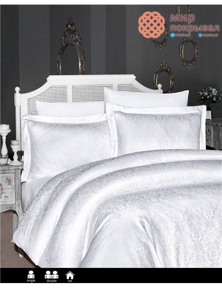 Постельное First Choice Jacquard Satin Misra Beyaz (16) евро