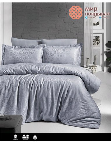 Постельное First Choice Jacquard Satin Lamone Grey (JS-141) евро