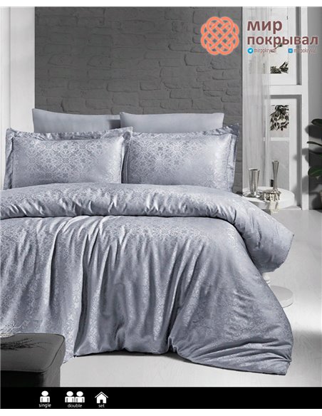 Постельное First Choice Jacquard Satin Lamone Grey (JS-141) евро