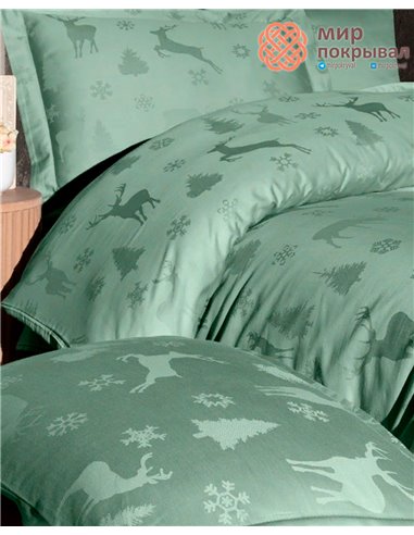 Постельное First Choice Jacquard Satin Midas Crepe Green (JS-217) евро