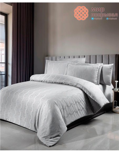 Постельное First Choice Jacquard Satin Norel Grey (JS-245) евро