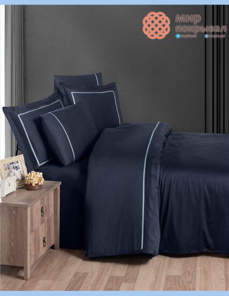 Постельное ЕВРО First Choice Pierre moonlight (VIP-331) navy blue