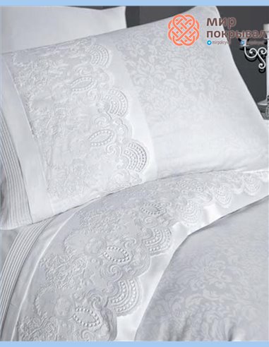 Постельное ЕВРО First Choice Hillary moonlight (VIP-101) white