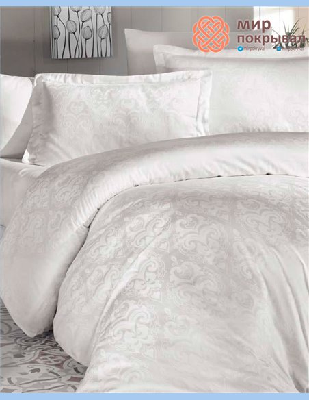 Жаккардовое постельное First Choice Satin Jacquard Misra White (JS121)