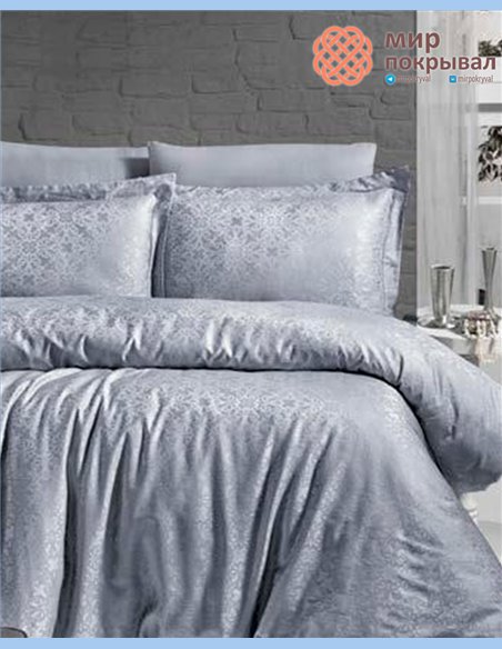 Жаккардовое постельное First Choice Satin Jacquard Lamone Grey (JS141)