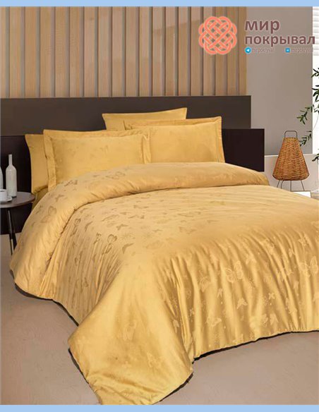 Жаккардовое постельное First Choice Satin Jacquard Corina Ocher (JS214)