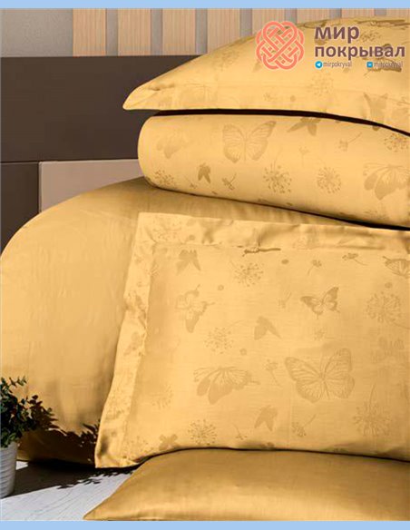 Жаккардовое постельное First Choice Satin Jacquard Corina Ocher (JS214)