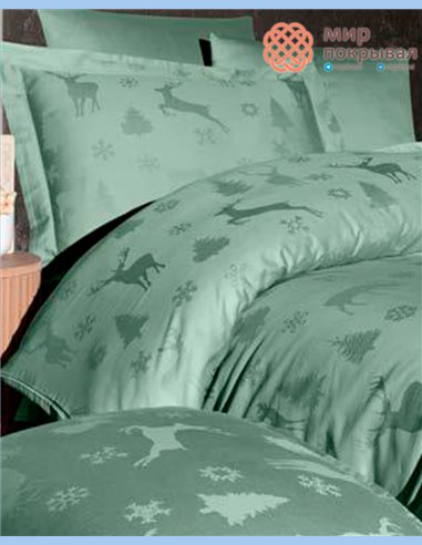 Жаккардовое постельное First Choice Satin Jacquard Midas Crepegreen (JS217)