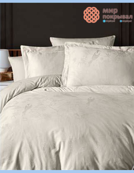 Жаккардовое постельное First Choice Satin Jacquard Stesha Beige (JS222)