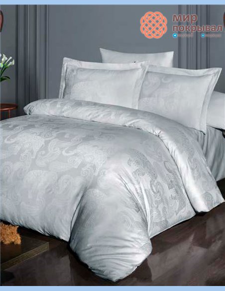 Жаккардовое постельное First Choice Satin Jacquard Doreta Silver (JS227)