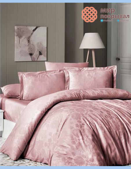 Жаккардовое постельное First Choice Satin Jacquard Herra Powder (JS26)