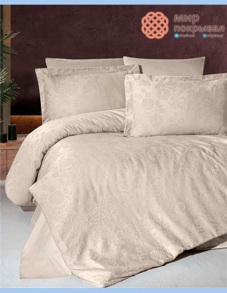 Жаккардовое постельное First Choice Satin Jacquard Herra Cappuccino (JS29)