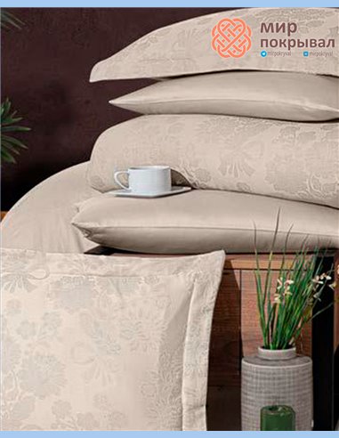 Жаккардовое постельное First Choice Satin Jacquard Herra Cappuccino (JS29)