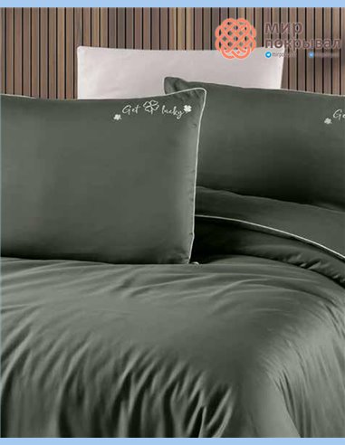 Сатиновое постельное First Choice Satin Deluxe Dark Timeless Darkgreen евро (DLX606)