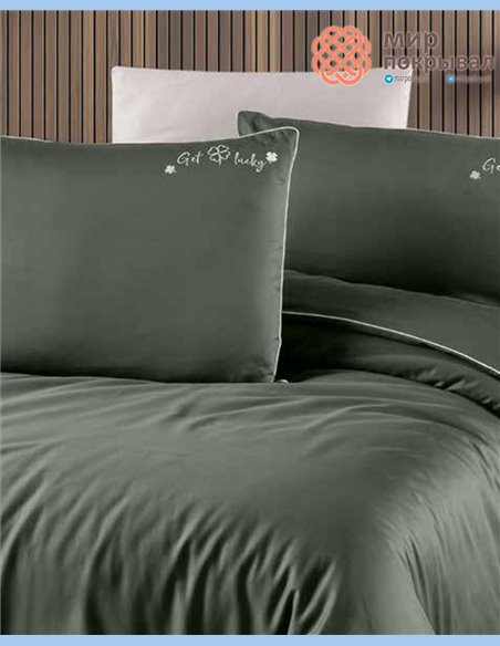 Сатиновое постельное First Choice Satin Deluxe Dark Timeless Darkgreen евро (DLX606)