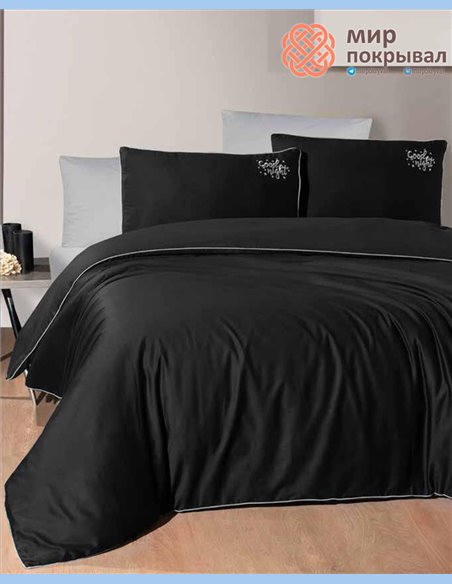 Сатиновое постельное First Choice Satin Deluxe Dark Timeless Black евро (DLX602)