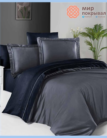 Сатиновое постельное First Choice Satin Deluxe Dark Serenity Darkgrey евро (DLX376)