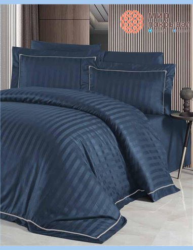 Сатиновое постельное First Choice Satin Deluxe Dark NovelLine Denim евро (DLX34)