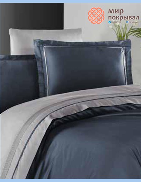 Сатиновое постельное First Choice Satin Deluxe Dark Serenity Denim евро (DLX18)
