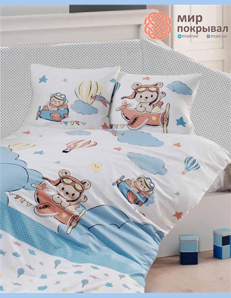 Сатиновое постельное First Choice Baby Balloon синий детский (HB03)