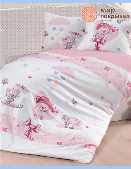 Сатиновое постельное First Choice Baby Pink Cat розовый детский (HB01)