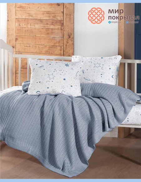 Комплект постельного + плед First Choice Baby Stellar голубой детский (BNC221)