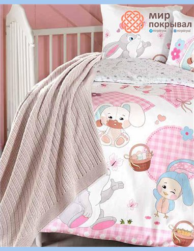 Комплект постельного + плед First Choice Baby Wenny розовый детский (BDN113)