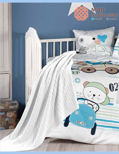 Комплект постельного + плед First Choice Baby Joyce голубой детский (BDN112)