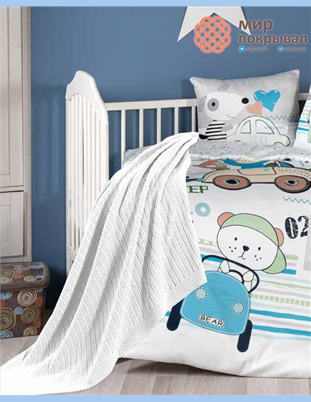 Комплект постельного + плед First Choice Baby Joyce голубой детский (BDN112)