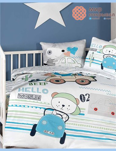 Комплект постельного + плед First Choice Baby Joyce голубой детский (BDN112)