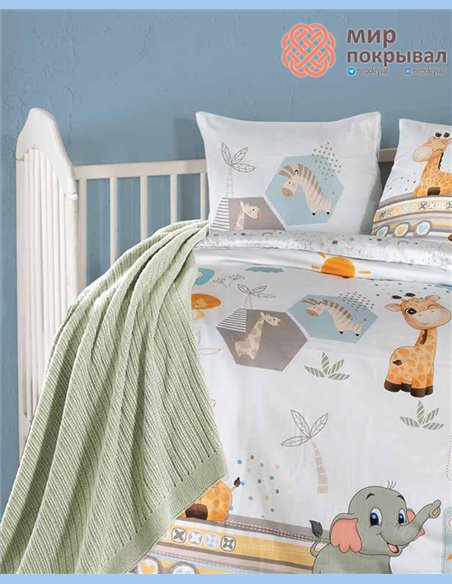 Комплект постельного + плед First Choice Baby Safari оранжевый детский (BDN111)