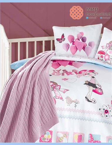 Комплект постельного + плед First Choice Baby Linda розовый детский (BDN110)