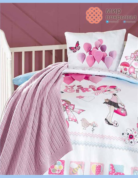 Комплект постельного + плед First Choice Baby Linda розовый детский (BDN110)