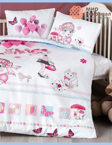 Комплект постельного + плед First Choice Baby Linda розовый детский (BDN110)