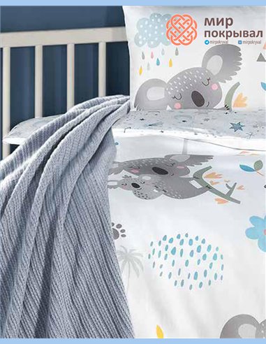 Комплект постельного + плед First Choice Baby Koala серый детский (BDN109)