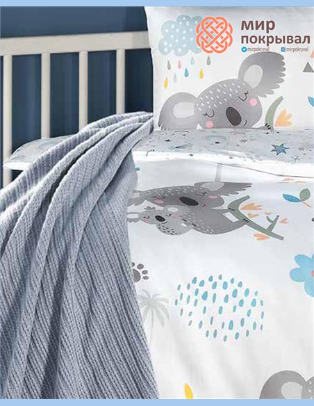 Комплект постельного + плед First Choice Baby Koala серый детский (BDN109)