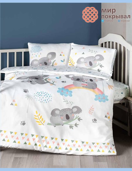 Комплект постельного + плед First Choice Baby Koala серый детский (BDN109)