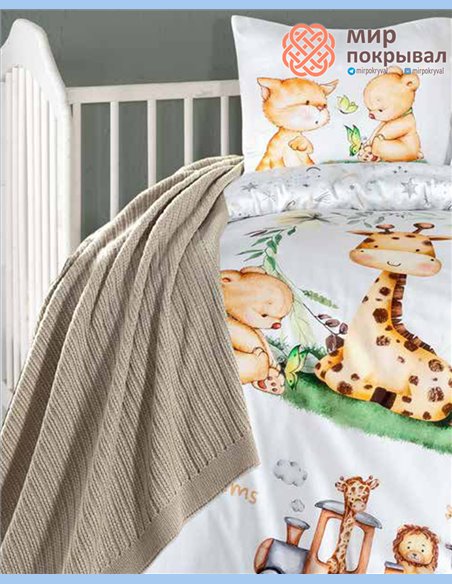 Комплект постельного + плед First Choice Baby Riley белый детский (BDN107)