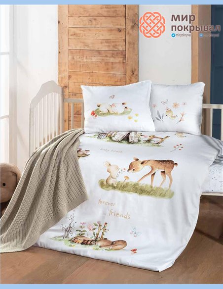 Комплект постельного + плед First Choice Baby Nova белый детский (BDN104)