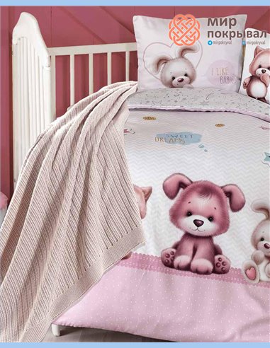 Комплект постельного + плед First Choice Baby Alfie розовый детский (BDN103)