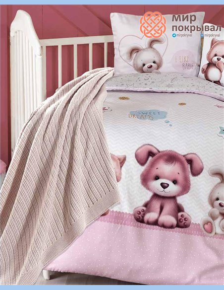 Комплект постельного + плед First Choice Baby Alfie розовый детский (BDN103)