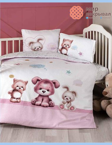 Комплект постельного + плед First Choice Baby Alfie розовый детский (BDN103)