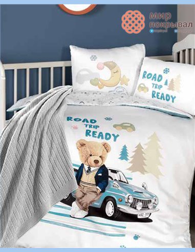 Комплект постельного + плед First Choice Baby Monty синий детский (BDN102)