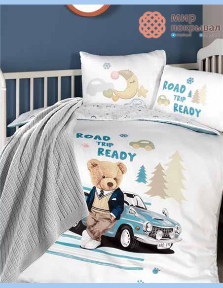 Комплект постельного + плед First Choice Baby Monty синий детский (BDN102)