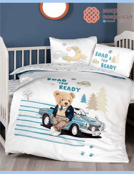 Комплект постельного + плед First Choice Baby Monty синий детский (BDN102)