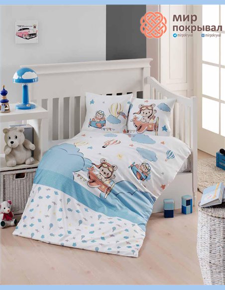 Сатиновое постельное First Choice Baby Balloon синий детский (B31)