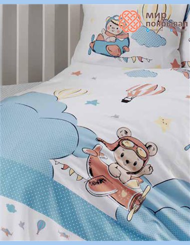 Сатиновое постельное First Choice Baby Balloon синий детский (B31)